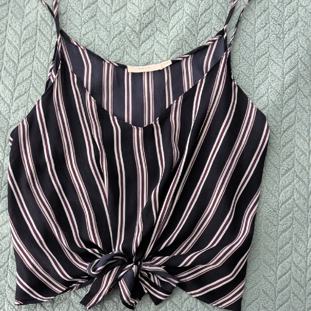 Striped Navy, Pink, and White Women's Top